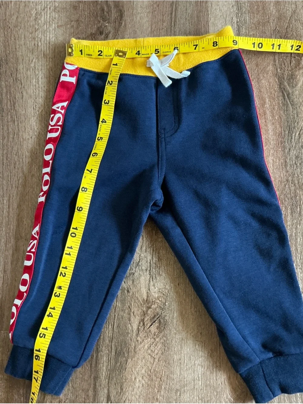 RALPH LAUREN Polo Baby Pants 18 Months Joggers Blue Logo Stripe Sweatpants *FLAW